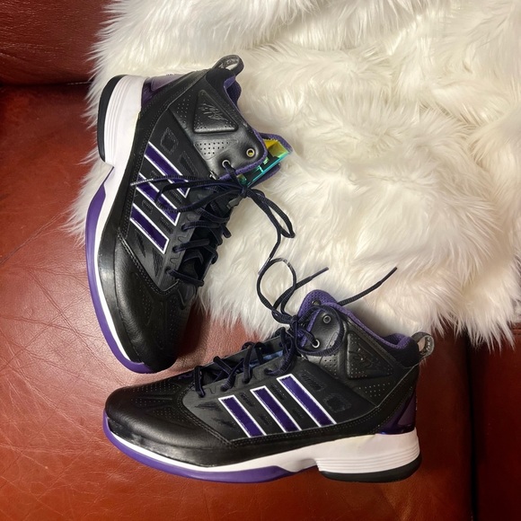 Dwight Howard D Light Basketball Sneakers Purple and Black w/ Iridescent Tongue - Picture 3 of 10